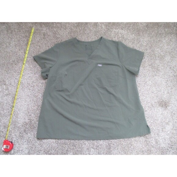 Figs Tops - FIGS Technical Collection Scrub Top  3XL Green Solid Polyester Blend